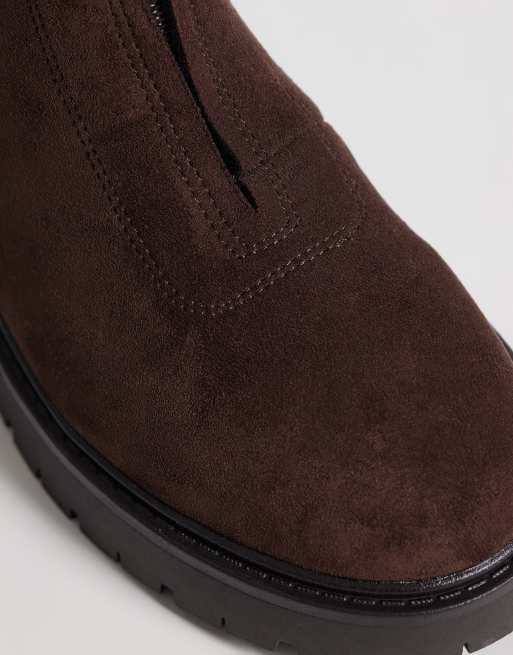 London Rebel Carolina bottines chunky à zip sur le devant marron, 3 de 4