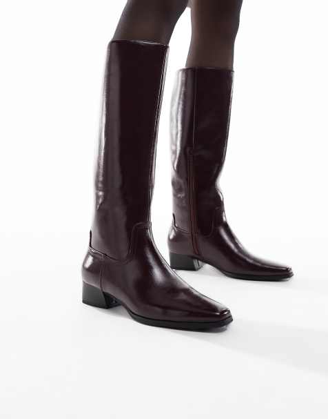 London Rebel Cassidy refined western boots in dark cherry - view 1