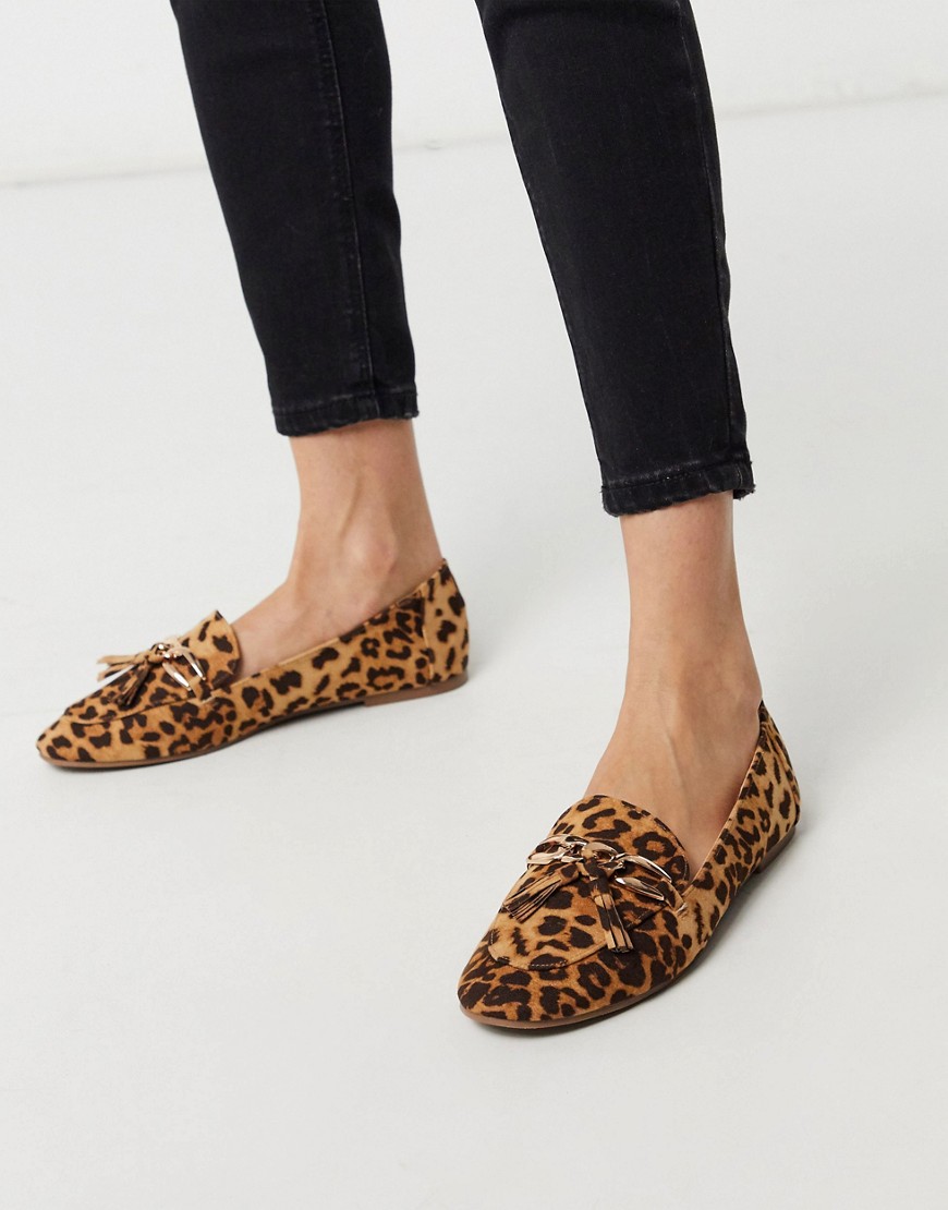 London Rebel chain detail loafer in leopard-Gold