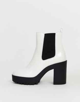 platform ankle boots white