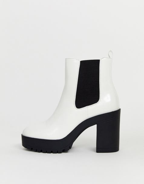 London Rebel chelsea platform ankle boots in white - view 1