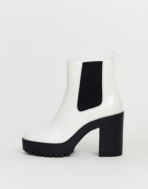 London Rebel chelsea platform ankle boots in white | ASOS
