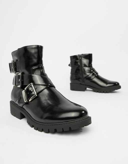 London Rebel chunky buckle boots | ASOS