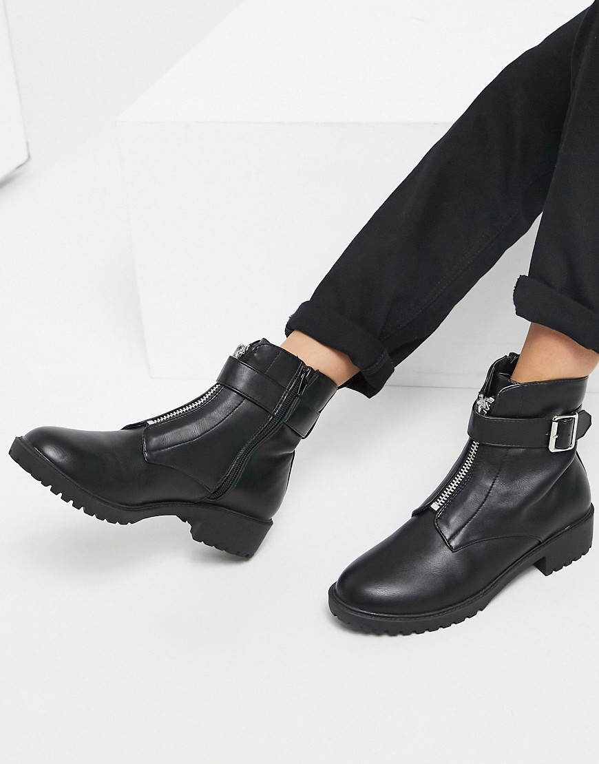 London rebel chunky chelsea ankle boots-Black