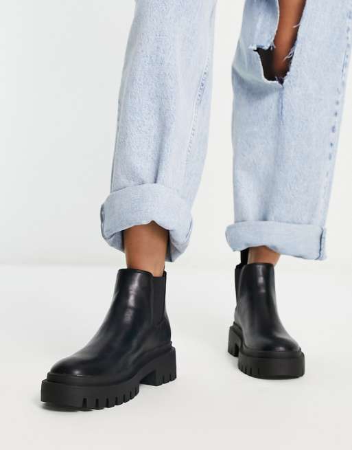 London Rebel chunky chelsea boots in black ASOS