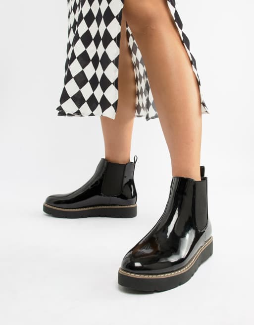 rule london leather chunky chelsea boots in black