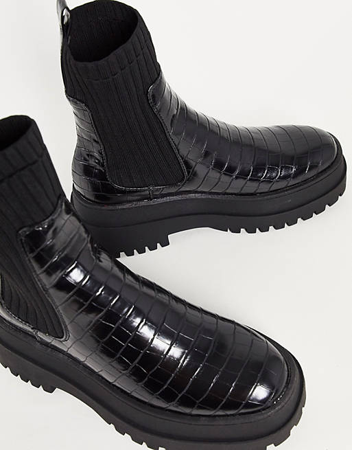 suppe Slikke stereoanlæg London Rebel chunky chelsea calf boots in black | ASOS