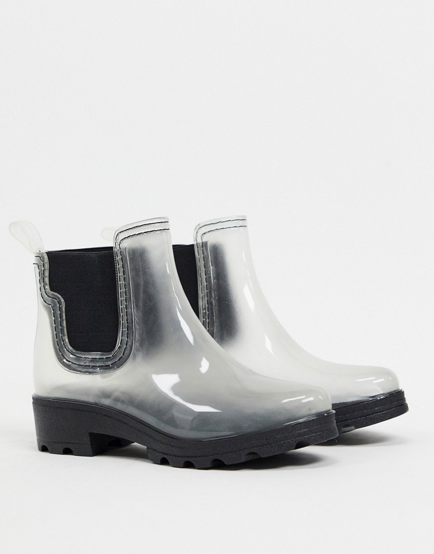 London Rebel chunky chelsea welly in clear