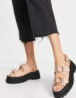 london rebel double buckle footbed sandals