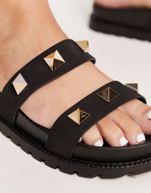 Chunky black studded discount sandals