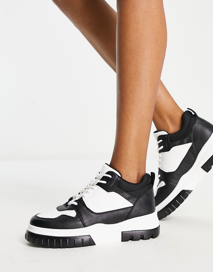 London Rebel chunky hi-top sneakers in black and white-Multi
