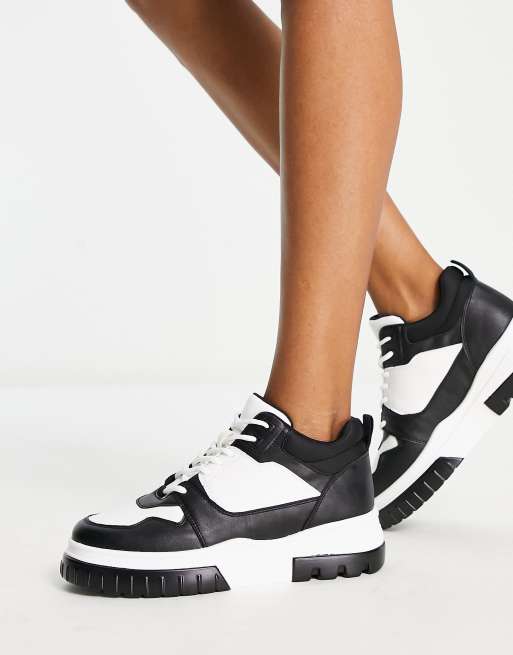 London Rebel chunky hi-top sneakers in black and white | ASOS