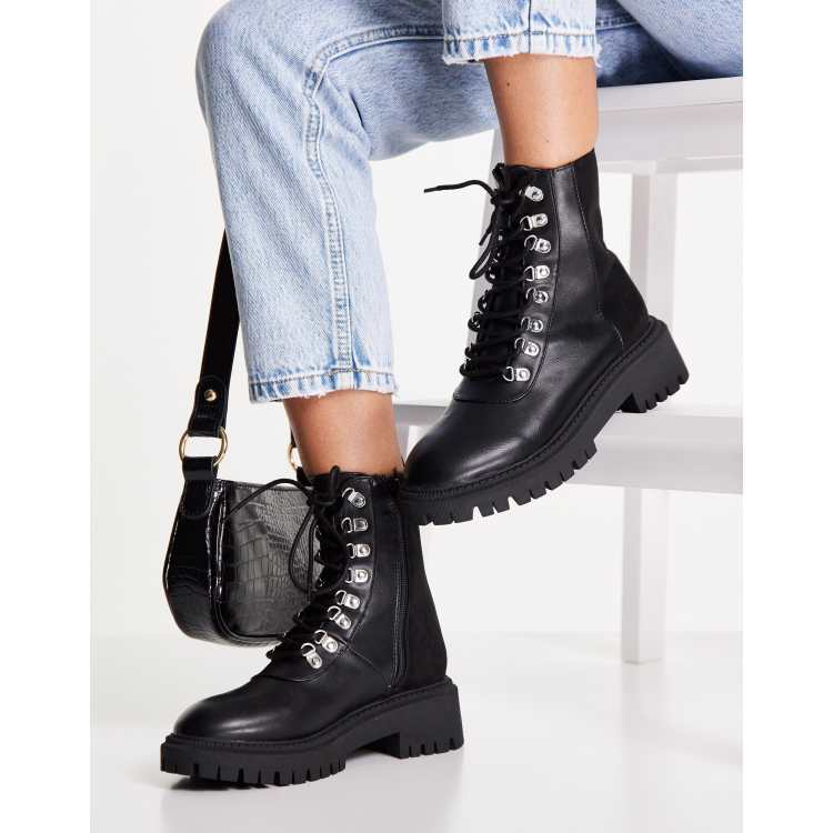 Lace up clearance chunky hiker boots