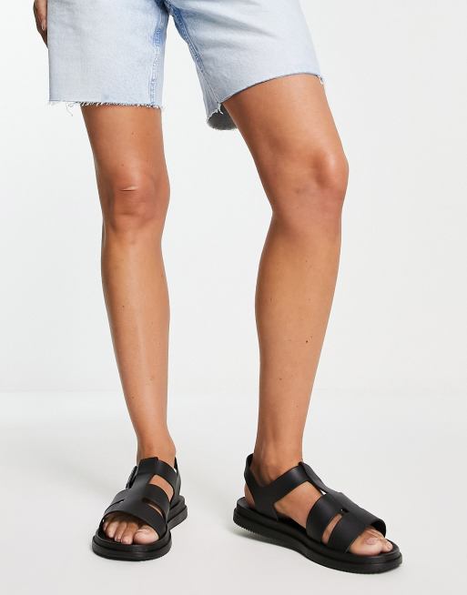 London Rebel chunky jelly sandals in black ASOS