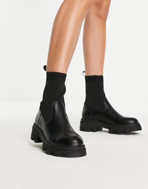 Black leather store ankle boots asos