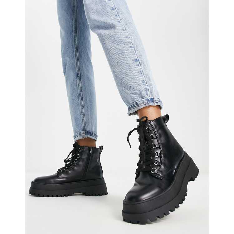 Asos design alva chunky lace hot sale up ankle boots in black