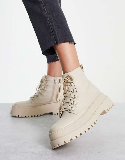 Lace up boots store beige