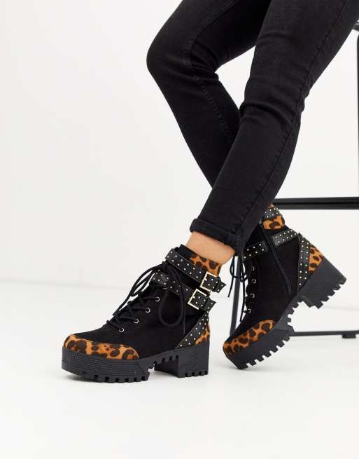 asos design adele hardwear lace up boots in black