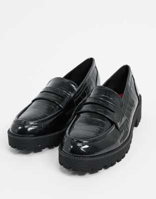 london rebel chunky platform shoes in black croc