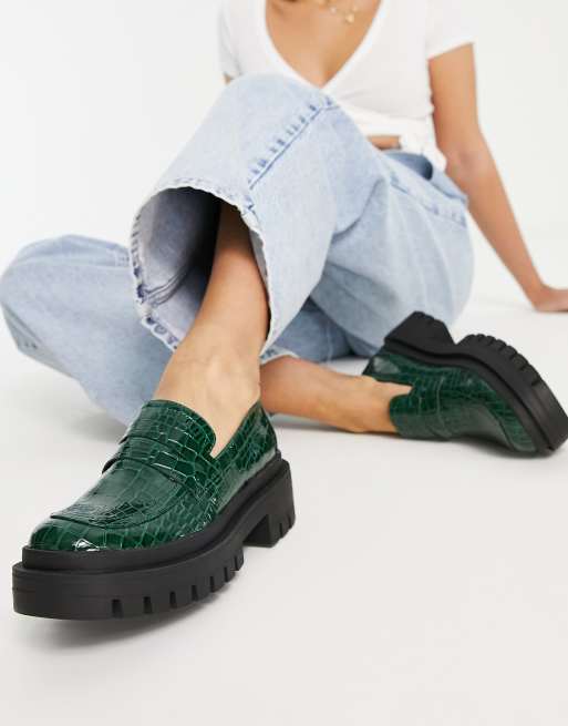 Green discount croc loafers