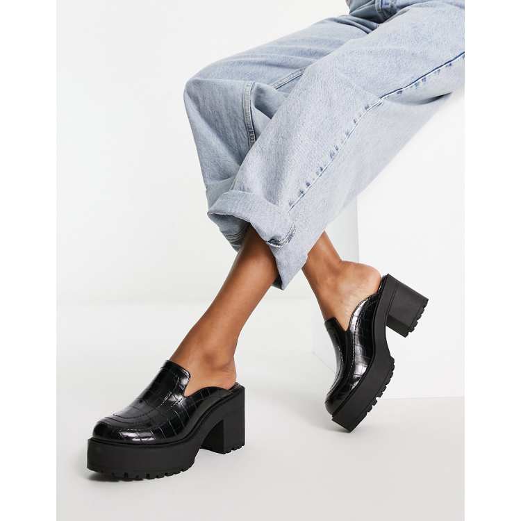 Heeled loafer sale mules