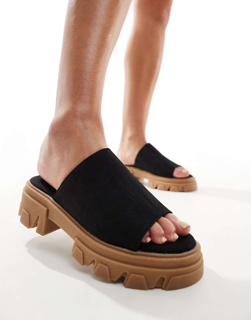 chunky mule sandals in black