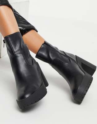black chunky platform ankle boots