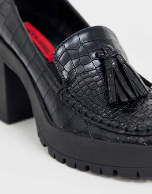 london rebel chunky platform shoes in black croc