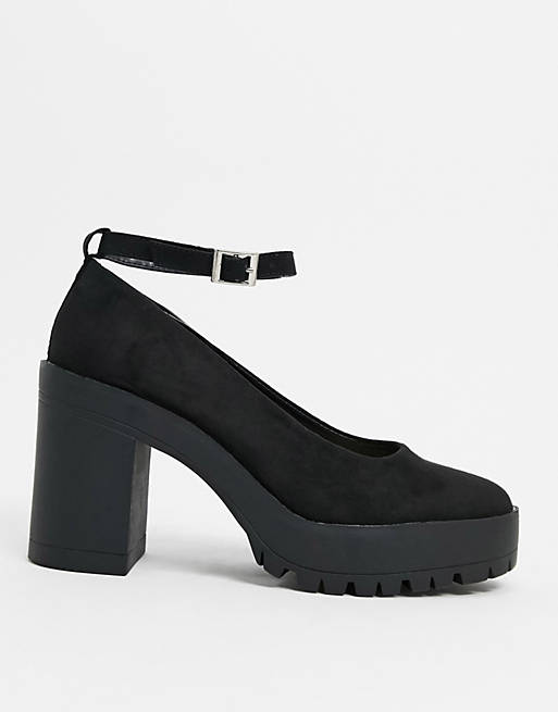 London Rebel chunky platform shoes in black | ASOS