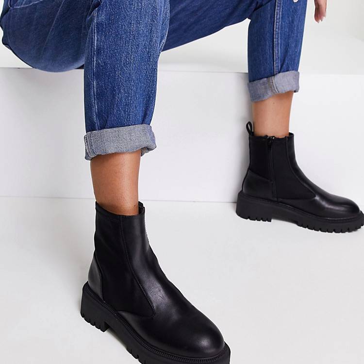 nikkel Dyrt Kyst London Rebel chunky pull on ankle boots in black | ASOS