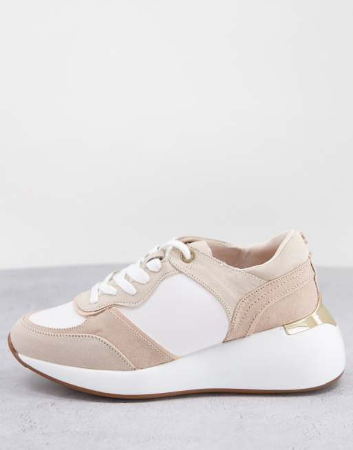 London Rebel chunky runner sneakers in beige mix | ASOS