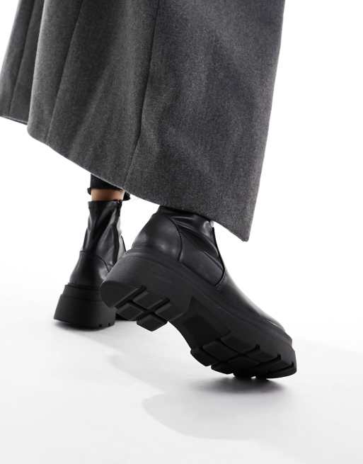 London Rebel chunky sock boots in black ASOS