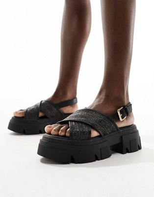  chunky woven cross strap sandals 