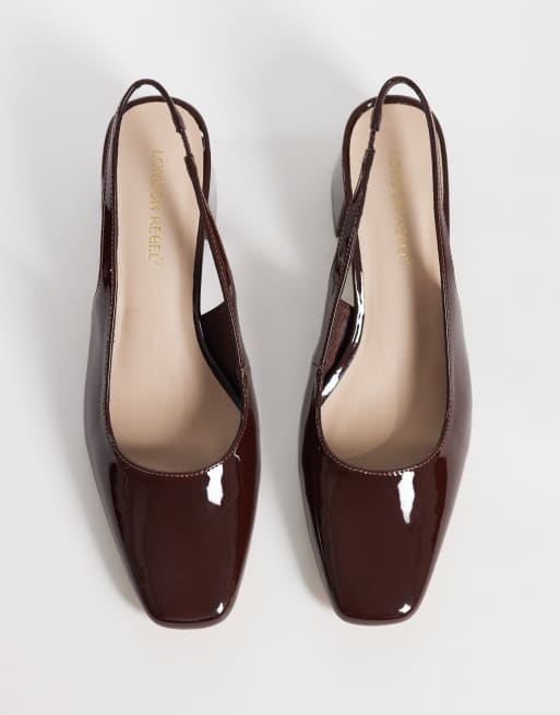 London Rebel Clancy Slingback-Sandalen mit mittelhohem Absatz in Dunkelbraun, 2 von 4