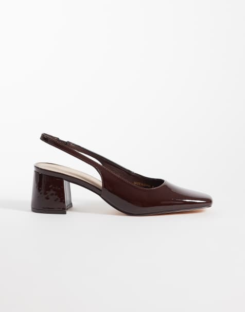 London Rebel Clancy slingback sandaler med mellemhøj hæl i mørkebrun - view 1