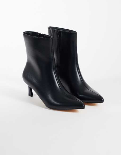 London Rebel Claudia kitten heel mid-ankle height boots in black, 2 of 4