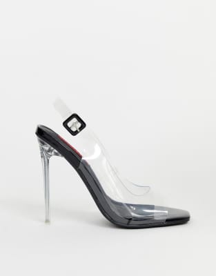 black and white slingback heels