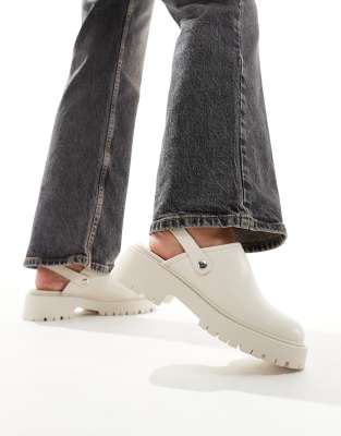 London Rebel - Clogs in Creme mit Stollensohle-Weiß