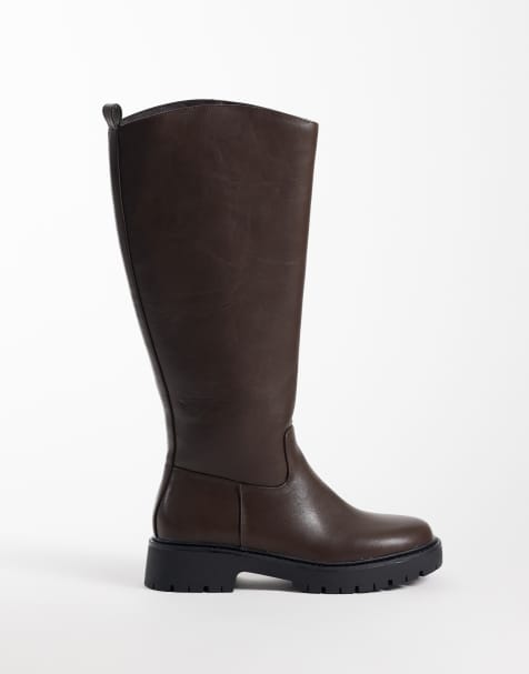 London Rebel Clove Chunky-Kniestiefel in Braun - view 1
