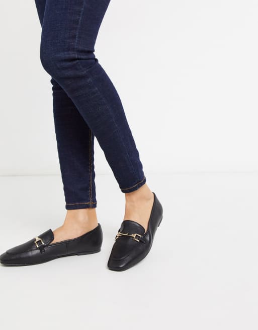London Rebel – Czarne loafersy z metalowym wykończeniem