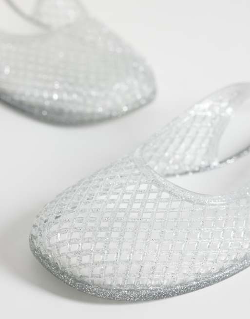 London Rebel Dawn caged slingback in silver glitter jelly, 3 of 4