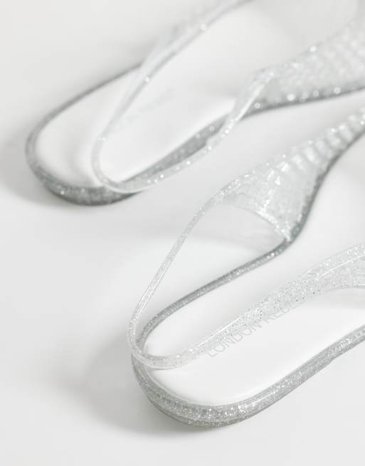 London Rebel Dawn caged slingback in silver glitter jelly, 4 of 4