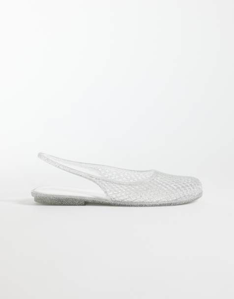 London Rebel - Dawn - Slingback schoenen met bandjes in zilver glitter jelly - view 1