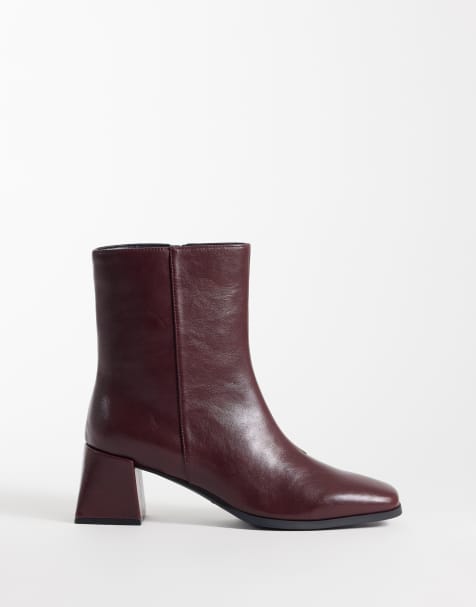 London Rebel Delta mid ankle boots in burgundy - view 1
