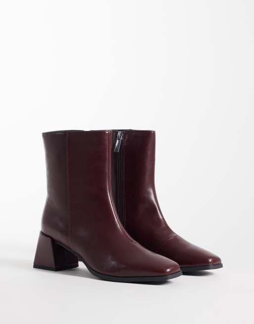 London Rebel Delta mid ankle boots in burgundy, 2 of 4