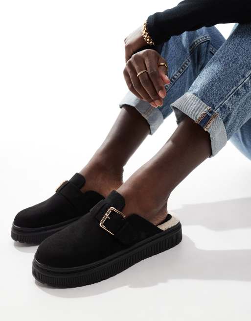 London Rebel – Donna – Mules in Schwarz mit Schnallen, 2 von 4