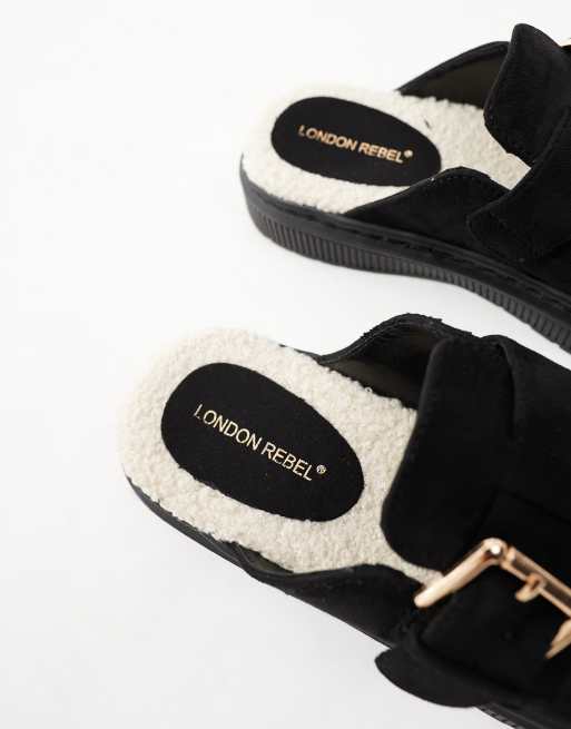 London Rebel – Donna – Mules in Schwarz mit Schnallen, 4 von 4