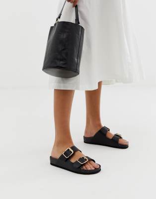 london rebel double buckle flat sandals