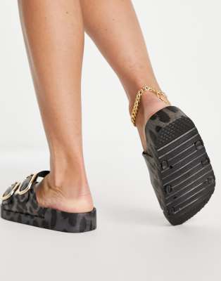 leopard footbed sandals