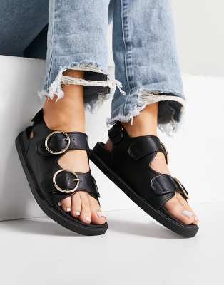 London rebel double deals buckle flat sandals